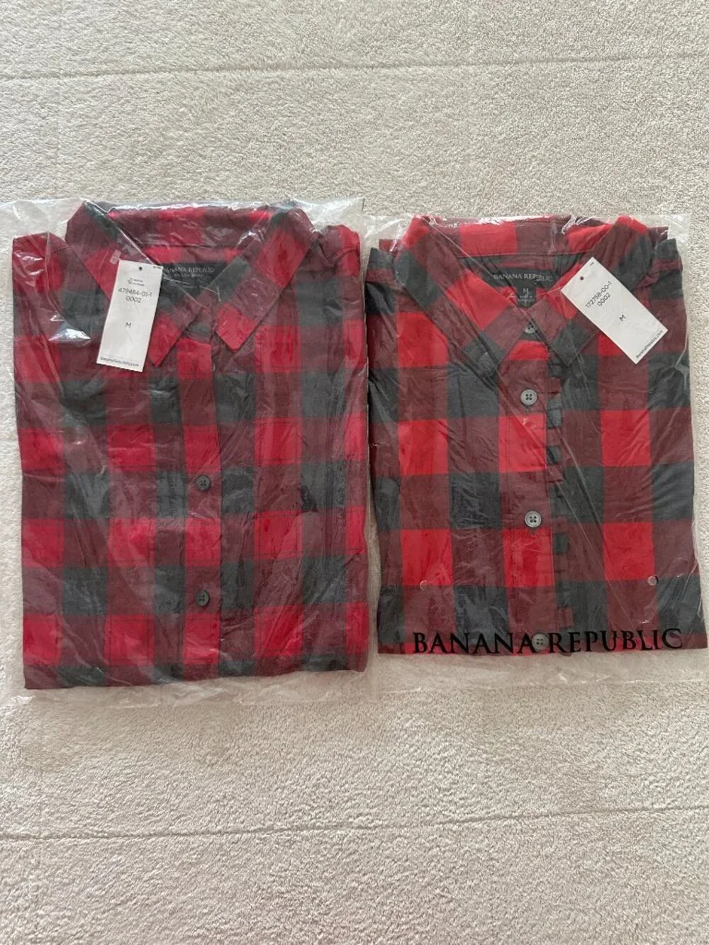 2 NEW NWT Banana Republic Men’s Plaid & Flannel Button Down Shirt Lot Red Black